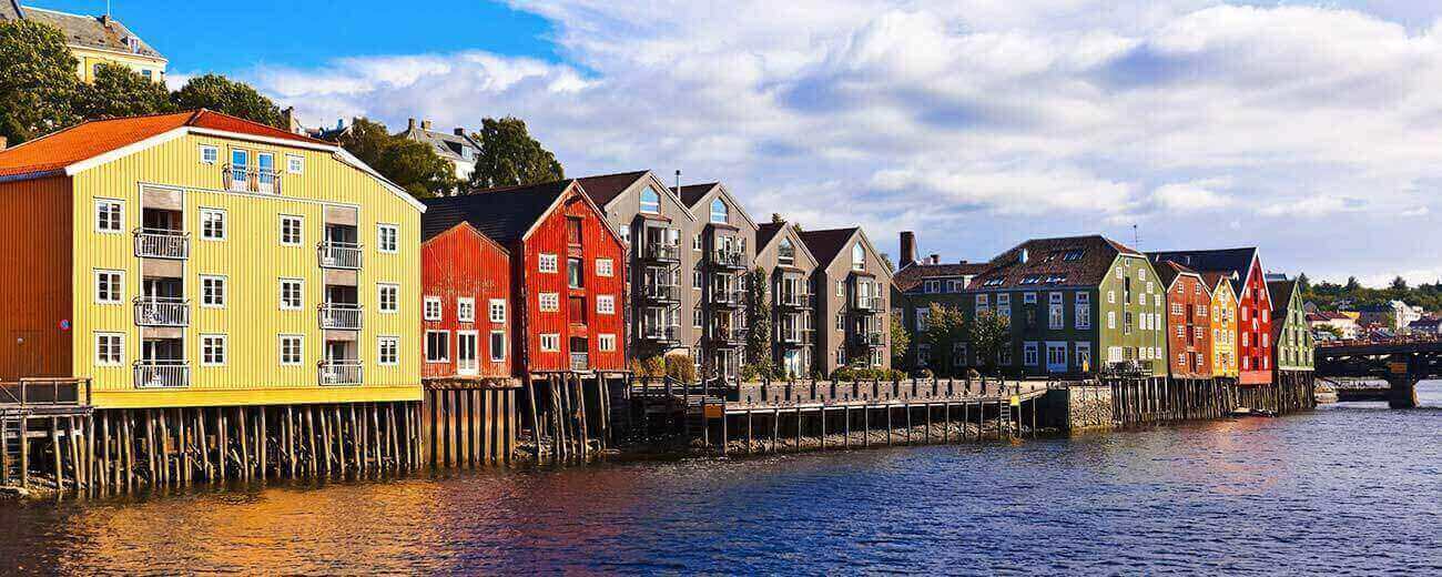 Bergen Norway fjord of Byfjorden reconstructed Hanseatic buildings