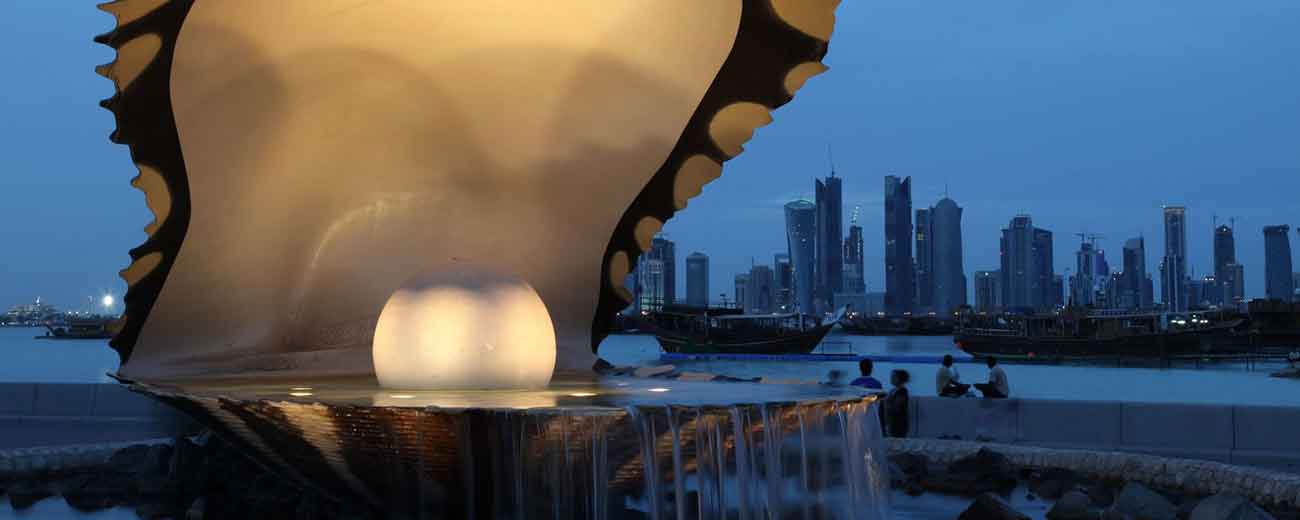 Boat Fountain Doha Qatar Persian Gulf 