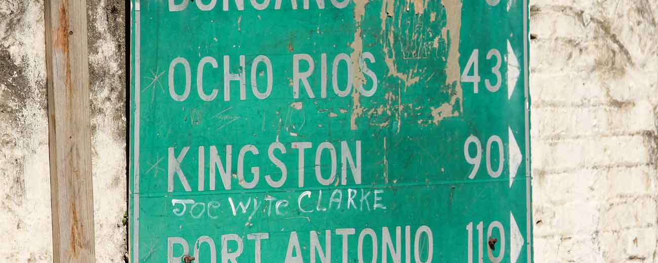 Kingston Jamaica destination sign